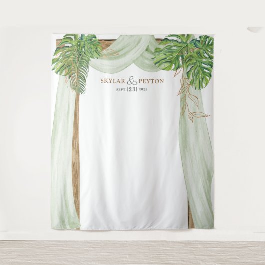 Tenture Décor de mariage Jungle Tropical pour Photobooth (Devant)