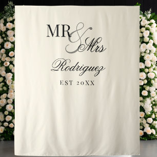 Tenture Décor de mariage rétro ivoire "Mr & Mrs" vieil arg