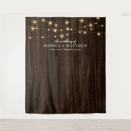 Tenture Décor de mariage rustique avec lumières scintillan (Devant)