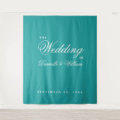 Tenture Décor de mariage sarcelle - Calligraphie élégante  (Devant)