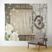 Tenture Décor de photomaton en bois avec hydrangea et dent (En situation (horizontale))