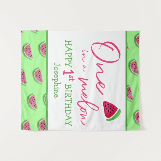 Tenture Décor de premier anniversaire Pastèque Une pastèqu (Devant (Horizontal))