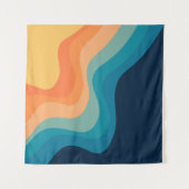 Tenture Décor de style rétro des vagues (Devant (Horizontal))