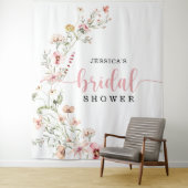 Tenture Décor de toile de fond de douche nuptiale Rose Fle (En situation)