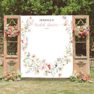 Tenture Décor de toile de fond de douche nuptiale Rose sau