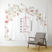 Tenture Décor de toile de fond de fête prénuptiale rose fl (En situation (horizontale))