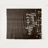 Tenture Décor en bois rustique pour mariage 'Heureux pour (Devant (Horizontal))