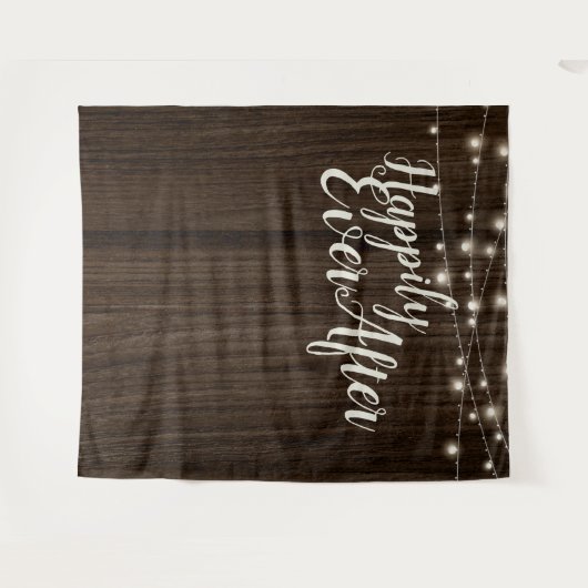 Tenture Décor en bois rustique pour mariage 'Heureux pour (Devant (Horizontal))