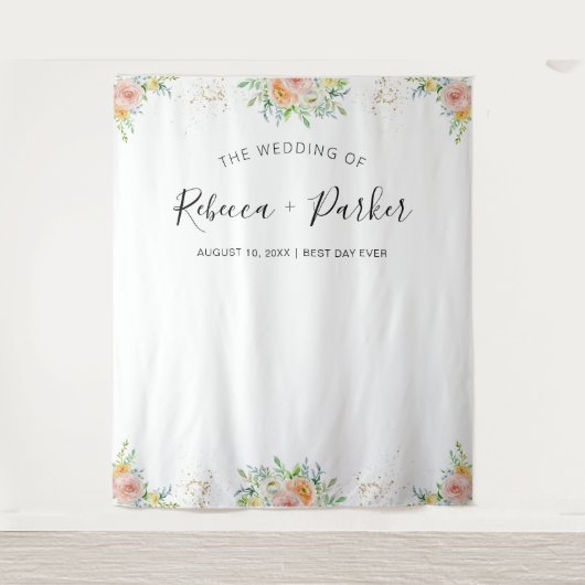 Tenture Décor floral bleu Mariage photo fond (Devant)