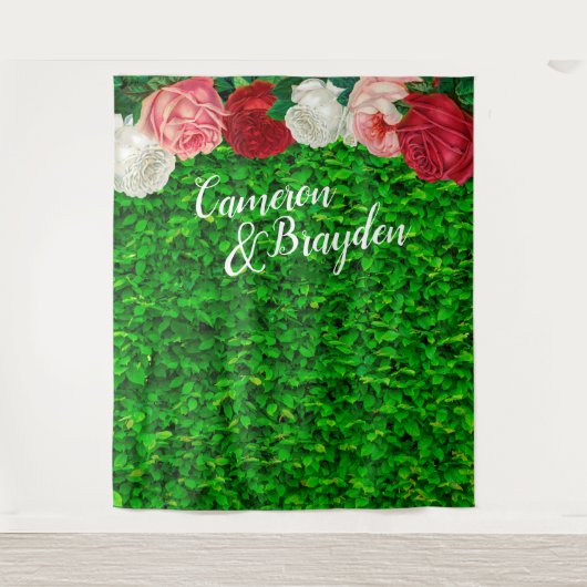 Tenture Décor floral de jardin avec mur vert pour mariage  (Devant)