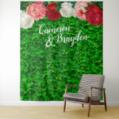 Tenture Décor floral de mariage avec mur végétal (En situation)