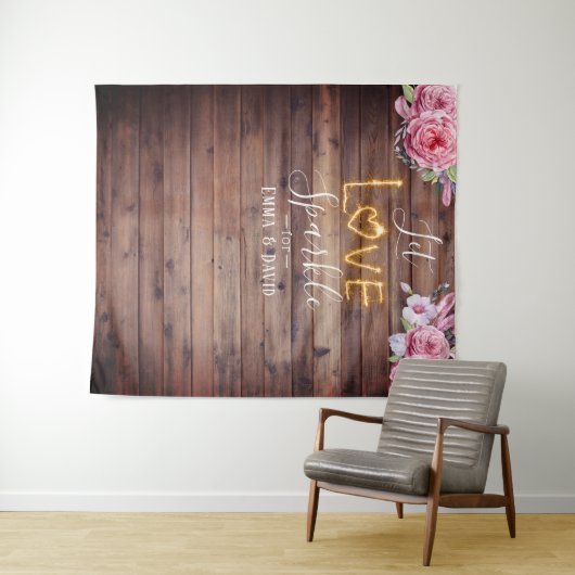 Tenture Décor floral rustique pour mariage avec l'inscript (En situation (horizontale))