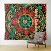 Tenture Décor Rouge Vert Cadre De Vacances (En situation (horizontale))