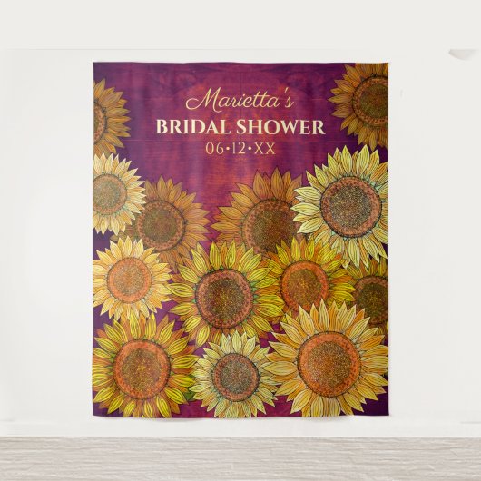 Tenture Décor rustique de tournesol pour mariage violet (Devant)