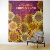 Tenture Décor rustique de tournesols pour mariage violet (En situation)