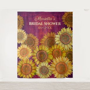 Tenture Décor rustique de tournesols pour mariage violet
