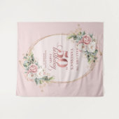 Tenture Décoration de fête d'anniversaire 50 ans, Rose Gol (Devant (Horizontal))