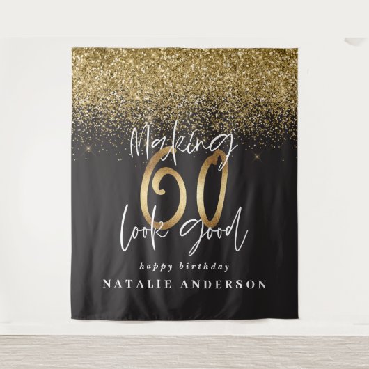 Tenture Décoration de fête d'anniversaire 60 ans pailletée (Devant)