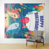 Tenture Décoration de fête d'anniversaire de requin Banniè (En situation (horizontale))