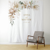 Tenture Décoration de mariage bohème chic avec nom sur tap (En situation)