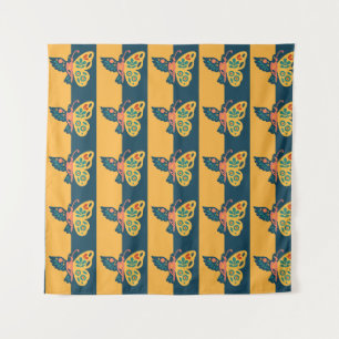 Tenture Décoration papillon colorée avec éléments floraux