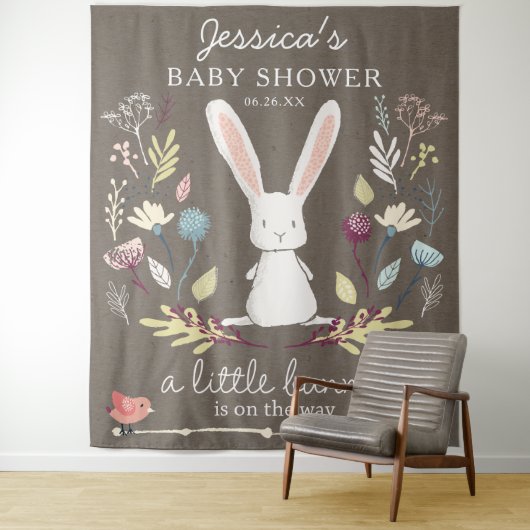 Tenture Décoration pour Baby Shower Lapin Mignon (En situation)