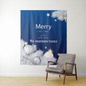 Tenture Décorations d'étoiles de Noël bleu d'hiver (En situation)