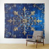 Tenture Decorative Blue Gold Holiday Backdrop (En situation (horizontale))