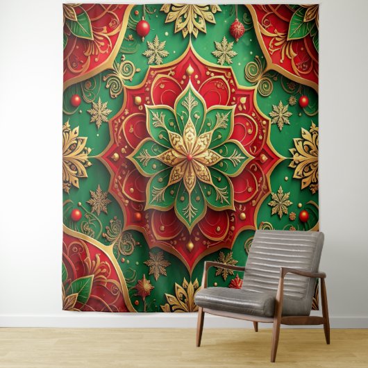 Tenture Decorative Red Green Holiday Backdrop (En situation)