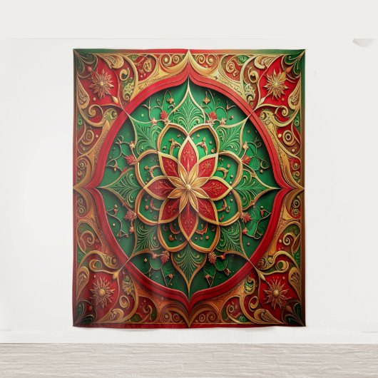 Tenture Decorative Red Green Holiday Backdrop (Devant)