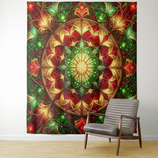 Tenture Decorative Red Green Holiday Backdrop (En situation)