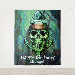 Tenture Décors de fond de navire fantôme vert pour anniver