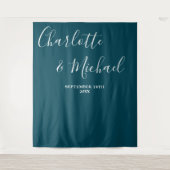 Tenture Deep Teal Script Minimalist Wedding Backdrop (Devant)