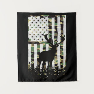 Tenture Deer Elk Buck Chasse Camo USA Drapeau Camoflauge