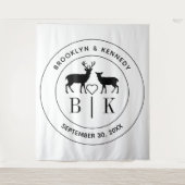 Tenture Deer Monogram Mariage campagnard rustique Nom du c (Devant)