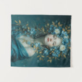 Tenture Déesse de la Nuit aux Fleurs Bleues (Devant (Horizontal))