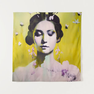 Tenture Déesse de printemps Jaunes et roses