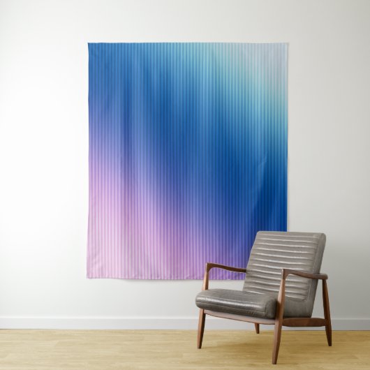 Tenture dégradé rayé bleu rose (En situation)