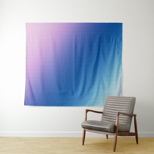 Tenture dégradé rayé bleu rose (En situation (horizontale))