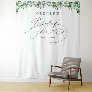 Tenture Délicate Fête de Mariage Florale Verte et Blanche