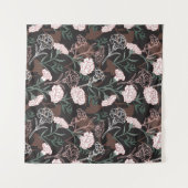 Tenture Délicates oeillets roses avec fleurs Feuilles vert (Devant (Horizontal))