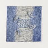 Tenture Dénim bleu déchiré : texture de jeans. (Devant (Horizontal))