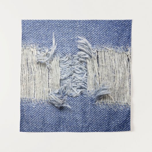 Tenture Dénim bleu déchiré : texture de jeans. (Devant)