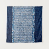 Tenture Denim blue jeans fabric frame. Bleached denim fabr (Devant (Horizontal))