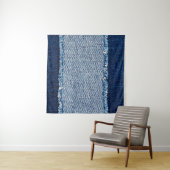 Tenture Denim blue jeans fabric frame. Bleached denim fabr (En situation (horizontale))