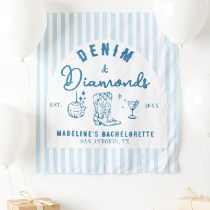 Tenture Dénim Diamonds Bachelorette Arrière-plan main tiré