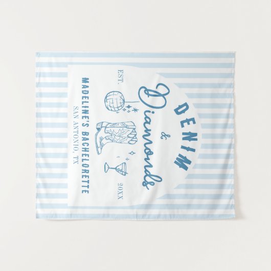 Tenture Dénim Diamonds Bachelorette Arrière-plan main tiré (Devant (Horizontal))