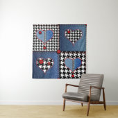 Tenture Denim Patchwork : Motif en tissu transparent (En situation)