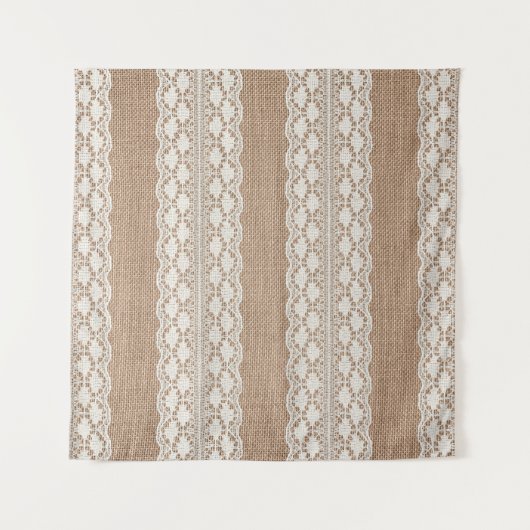 Tenture Dentelle blanc cassé : texture de toile de jute (Devant)