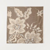 Tenture Dentelle de Luxe : Art de la Tissu Blanc (Devant (Horizontal))